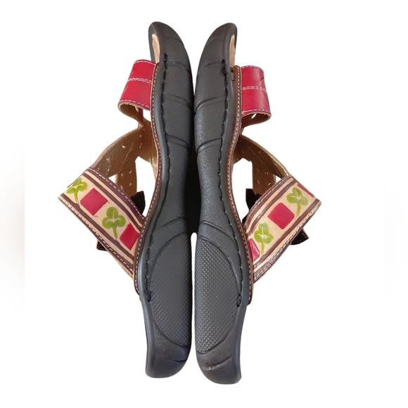 Elite By Corky's Marsh Painted Leather Slide On Sandals Size 6 - Picture 4 of 11